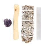 Smudge Kit with Amethyst Crystal