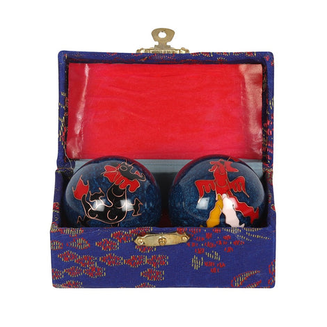 Set of 2 Blue Stress Balls - Chinese Health Tool For Meditation