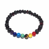 Adult Chakra Amber Lava Rock Volcanic Stone Stretch Bracelet Love Amber X