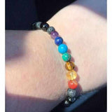 Adult Chakra Amber Lava Rock Volcanic Stone Stretch Bracelet Love Amber X