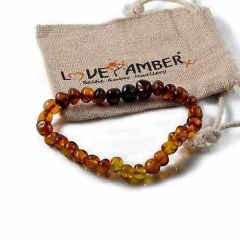 Adult Rainbow Bright Mixed Baltic Amber Stretch Bracelet Love Amber X