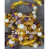 Adult Tara Moon Baltic Amber Moonstone Amethyst Rose Quartz Anklet Love Amber X