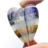 Chakra Pocket Guardian Angel. 7 Bonded Gemstone Carving. Crystal Reiki Healing Figurine Love Amber X