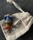 Chakra Pocket Guardian Angel. 7 Bonded Gemstone Carving. Crystal Reiki Healing Figurine Love Amber X