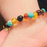 Child Autumn Rain Jasper and Rainbow Baltic Amber Anklet Bracelet Love Amber X
