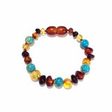 Child Autumn Rain Jasper and Rainbow Baltic Amber Anklet Bracelet Love Amber X