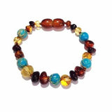 Child Autumn Rain Jasper and Rainbow Baltic Amber Anklet Bracelet Love Amber X