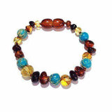 Child Autumn Rain Jasper and Rainbow Baltic Amber Anklet Bracelet Love Amber X