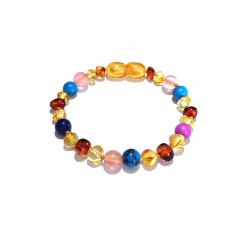 Child Blossom Howlite Lapis Lazuli Quartz Honey Baltic Amber Anklet Bracelet Love Amber X