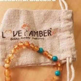 Child Bluebird Raw Honey Blue Turquoise Howlite Baltic Amber Anklet Bracelet Love Amber X