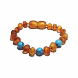 Child Bluebird Raw Honey Blue Turquoise Howlite Baltic Amber Anklet Bracelet Love Amber X