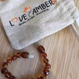 Child Brandy Snap Cognac Baltic Amber Anklet Bracelet Love Amber X