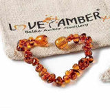 Child Brandy Snap Cognac Baltic Amber Anklet Bracelet Love Amber X