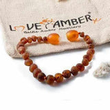 Child Cocoa Raw Unpolish Cognac Baltic Amber Anklet Bracelet Love Amber X