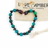 Child Green Goddess Chrysocolla Black Cherry Baltic Amber Anklet Bracelet Love Amber X