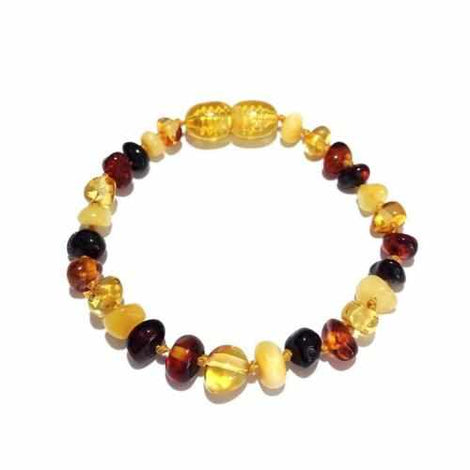 Child Pebble Beach Polished Mixed Baltic Amber Anklet Bracelet Love Amber X