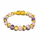 Child Tara Amethyst Purple Rose Quartz Gemstones Baltic Amber Anklet Bracelet Love Amber X