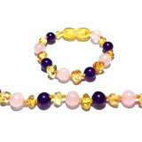 Child Tara Amethyst Purple Rose Quartz Gemstones Baltic Amber Anklet Bracelet Love Amber X