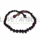 Childs Blackforest Polished Dark Cherry Black Baltic Amber Bead Necklace Love Amber X