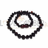 Childs Blackforest Polished Dark Cherry Black Baltic Amber Bead Necklace Love Amber X