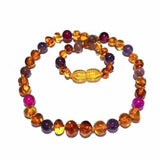 Childs Emily Honey Baltic Amber Amethyst Purple Pink Agate Gemstone Necklace Love Amber X