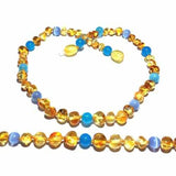 Childs Paradise Baltic Amber Blue Cats Eyes Aquamarine Gemstone Necklace Love Amber X