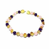 Childs Tara Honey Baltic Amber Amethyst Rose Quartz Gemstone Bead Necklace Love Amber X