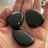 Flat Smooth Black Obsidian 1 Tumblestone Piece 1 - 2 inch Stones Love Amber X