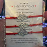 3 Generations Red String Heart Infinity Wish Bracelet Love Amber X Ltd