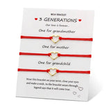 3 Generations Red String Heart Wish Bracelet Love Amber X Ltd