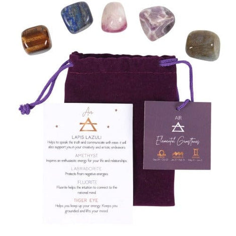 Air Element 5 Piece Tumblestone Gemstone Crystal Birthstone Set. Aquarius, Gemini and Libra Something D