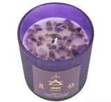 Air Element Neroli Purple Candle With Amethyst Pieces. Gemini, Libra and Aquarius Something D