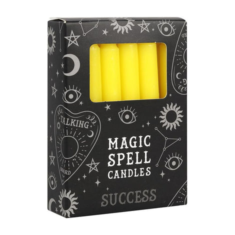 Set of 12 Yellow 'Success' Spell Magic Candles -  Focus & Intuition