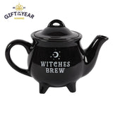 Witches Brew Black Ceramic Black Shiny Tea Pot