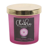 Crown Chakra Blackberry Clear Quartz Crystal Chip Candle - Pink