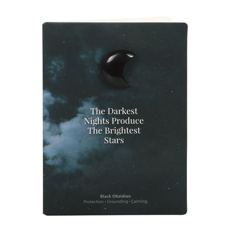 Darkest Nights Black Obsidian Crystal Moon Greeting Card - Protection