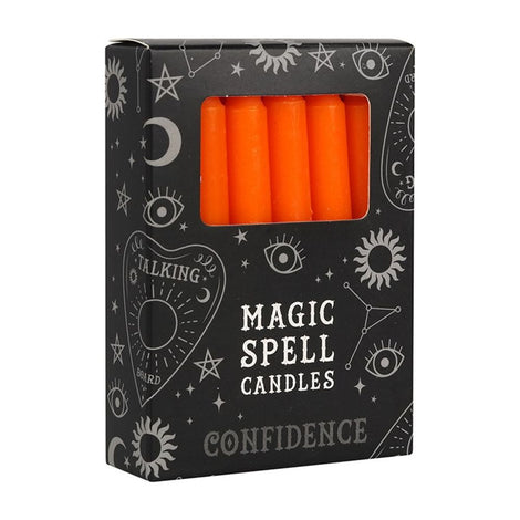 Set of 12 Orange 'Confidence' Magic Spell Candles - Ambition Creativity