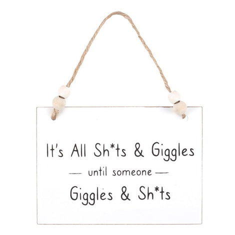 Shits & Giggles Black White Hanging Sign