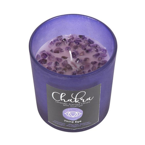 Third Eye Chakra Lavender Amethyst Crystal Chip Purple Candle