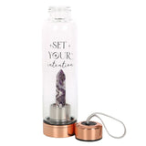 Purple Amethyst Set Your Intention Glass Gemstone Water Bottle