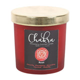 Root Chakra Strawberry Fire Agate Crystal Chip Candle - Red
