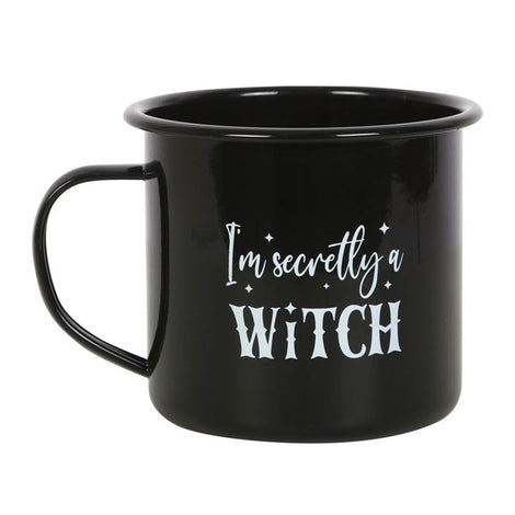 I'm Secretly A Witch Black Shiny Enamel Mug