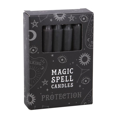 Set of 12 Black 'Protection' Spell Magic Candles - Attract Protection