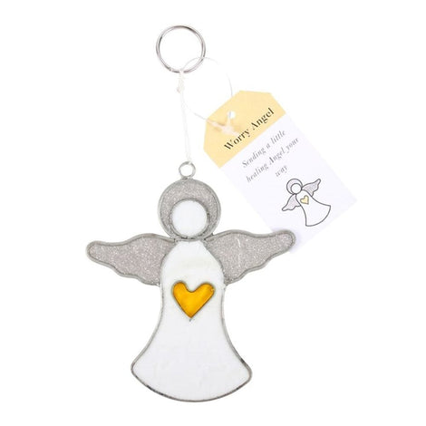 Worry Angel Suncatcher - Amber Heart