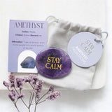 Stay Calm Purple Amethyst Crystal Palm Stone - Peace
