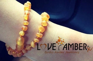 How can I use an amber necklace as an anklet for my child?