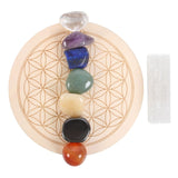 Chakra Natural Crystal Gemstone Grid Wooden Gift Set