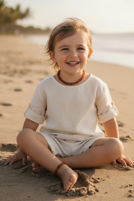 Kids Anklet & Necklace Bundle Matching Set - Brandy Snap