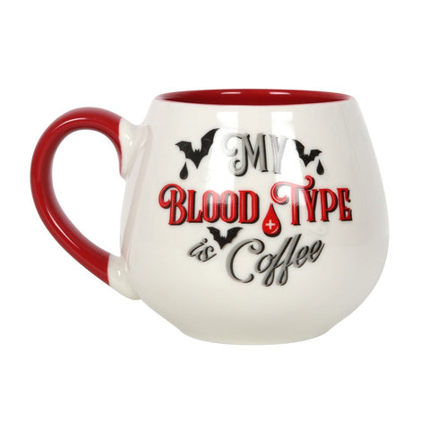 My Blood Type is Coffee Rounded Red White Mug