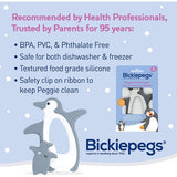 Bickiepegs Peggie the Penguin Clip-on Sensory Teething Toy - Teether Ring Toy For Babies and Toddlers for Front and Back Teeth - UK Made Bickiepegs